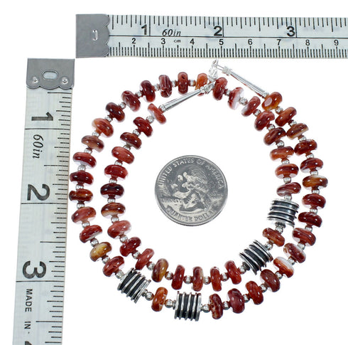 Native American Oyster Shell And Sterling Silver Bead Necklace JX131108